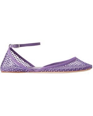 Christopher Esber Minette Leather-Trimmed Crystal-Embellished Mesh Ballet Flats - Purple