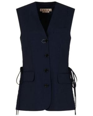 Marni Single-Breasted Side Slit Waistcoat - Blue