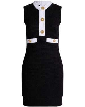 Patou Contrast Trim Knitted Dress - Black