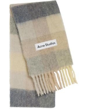 Acne Studios Checked Wool-Blend Scarf - White