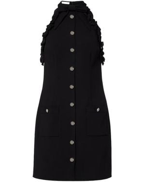 Alessandra Rich Bow-Detail Wool-Blend Crepe Minidress - Black