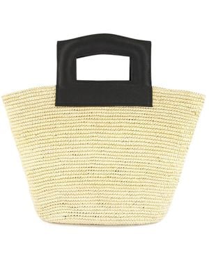 Sensi Studio Straw Leather-Handle Tote Bag - Metallic