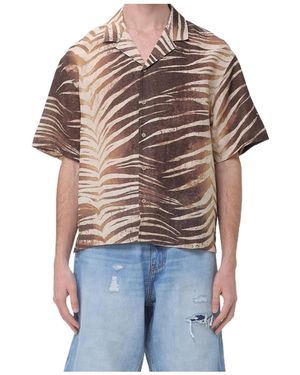 Just Cavalli Tropical Print Short Sleeve Shirt - Blue