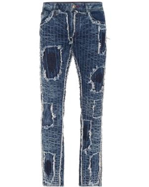 Philipp Plein Destroyed Super-Straight Jeans - Blue