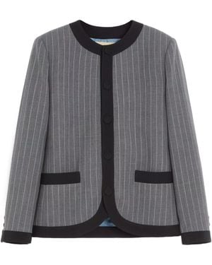 Valentino Pinstripe Wool Jacket - Grey