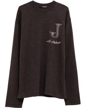 Jacquemus Herisson Embroidered Crew-Neck Jumper - Black