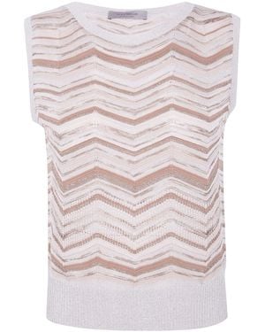 D.exterior Chevron Sleeveless Knitted Top - White