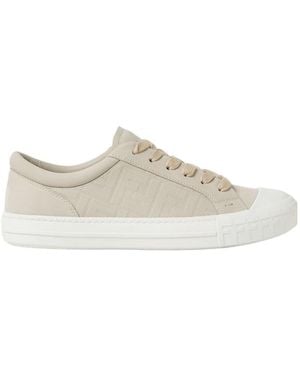 Fendi Domino Ff Motif Lace-Up Trainers - White