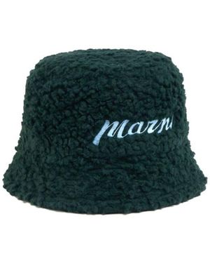Marni Teddy Bucket Hat With Embroidered Logo - Green