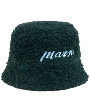 Marni Teddy Bucket Hat With Embroidered Logo - Green