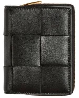 Bottega Veneta Small Cassette Bi-Fold Zip Wallet - Black