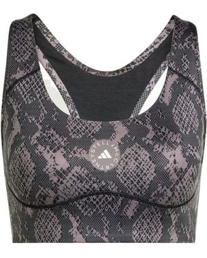 adidas By Stella McCartney Snake-Print Racer-Back Top - Grey