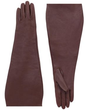Saint Laurent Logo Embossed Gloves - Purple