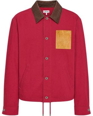Loewe Corduroy-Collar Cotton Jacket - Red