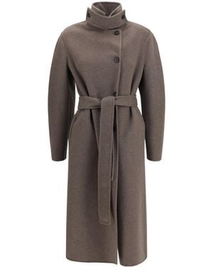 Fabiana Filippi Belted Long Coat - Brown