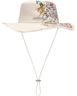 Jacquemus Logo Lettering Bucket Hat - White