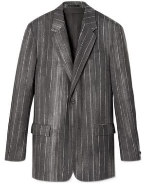 Versace Single Breasted Striped Long Sleeved Blazer - Grey