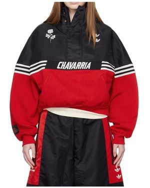 Willy Chavarria X Adidas Originals Collaboration Half-Zip Hoodie - Red