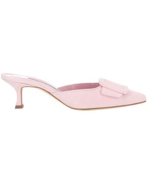 Manolo Blahnik Buckled Pointed-Toe Mules - Pink