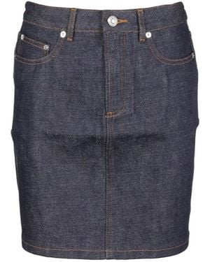 A.P.C. High Waist Mini Denim Skirt - Blue