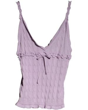 Gucci Braided Cotton Blend Top - Purple
