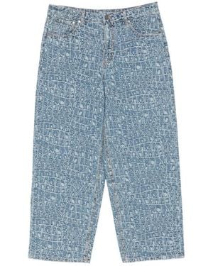 Daily Paper Oversized Jeans With Crocodile-Effect Jacquard - Blue