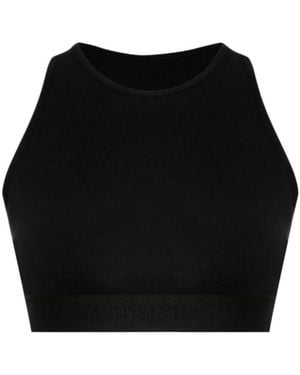 Palm Angels Haut Crop À Bande Logo - Black