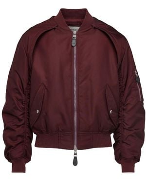 McQueen Removable Sleeve Zipper Baseball Coat - Red