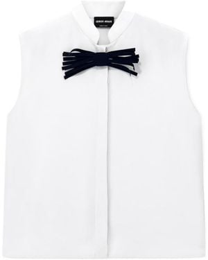 Giorgio Armani Bow-Detail Sleeveless Shirt - White