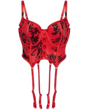 DIESEL X Savage X Fenty Mesh Panelled Foiled Bustier - Red