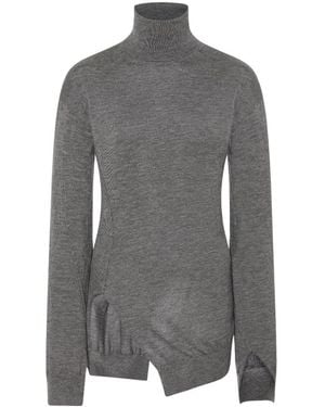 The Row Roll-Neck Asymmetric Knitted Top - Grey
