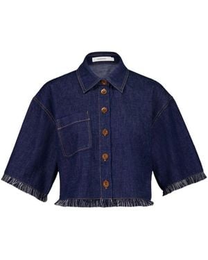 Zimmermann Rhiannon Fringe Denim Shirt - Blue