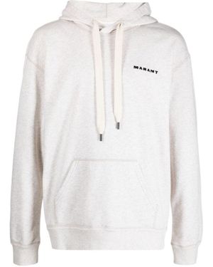 Isabel Marant Logo Embroidered Drawstring Hoodie - White