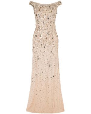 Jenny Packham Jessie Off-The-Shoulder Embellished Tulle Gown - Natural