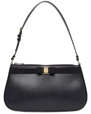 Ferragamo Vara Bow Shoulder Bag - Black