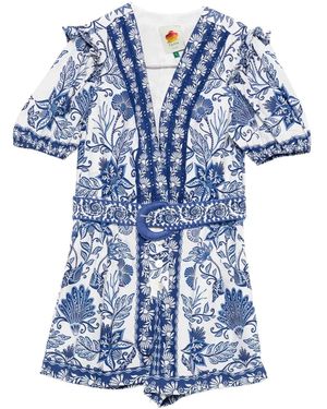 FARM Rio Short-Sleeved Jumpsuit - Blue