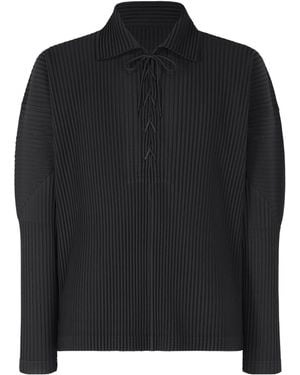Homme Plissé Issey Miyake Lace-Up Pleated Shirt - Black