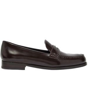 Tory Burch Glossed Leather Loafers - Brown