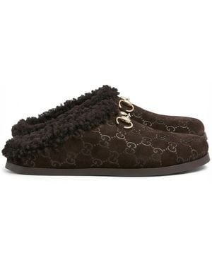 Gucci Monogrammed Slip-On Sandals - Brown