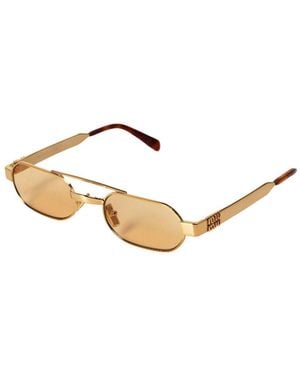 Miu Miu Lightweight Metal Rectangular Sunglasses - Metallic