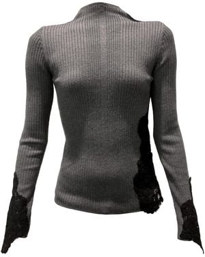 Pinko Samoa Lace-Insert Crewneck Jumper - Grey