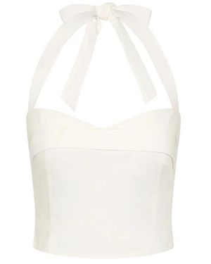 Posse Rue Halterneck Tied Top - White