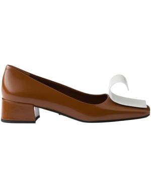 Prada Two-Toned Square-Toe Court Shoes - Brown