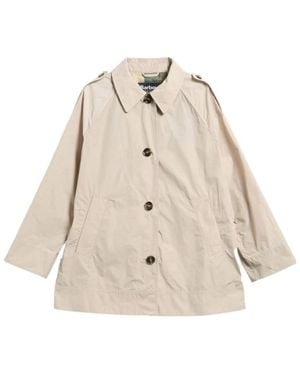 Barbour Maggie Epaulette-Detail Raglan-Sleeve Coat - Natural