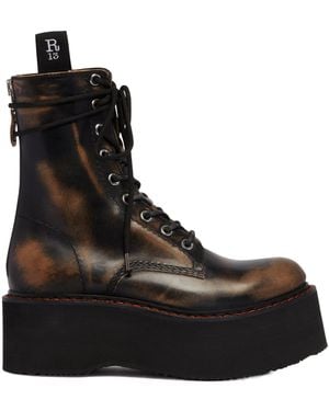 R13 Platform Ankle Boots - Black