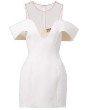 David Koma Off-Shoulder Wool Minidress - White