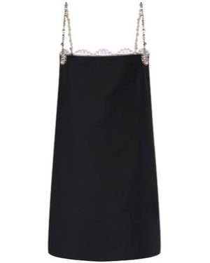 Valentino Crepe Couture Embellished Lace-Trimmed Minidress - Black