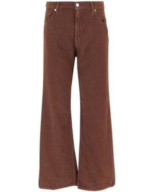 Haikure Ribbed Five-Pocket Pants - Brown