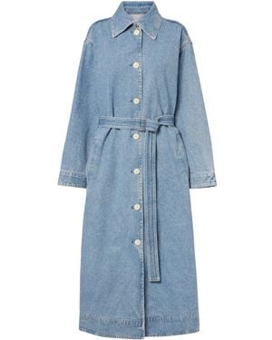 Agolde Long Button-Down Denim Jacket - Blue