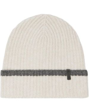 Brunello Cucinelli Monili Cashmere Beanie - White